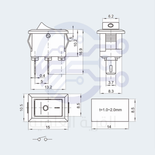 Switch on/off Mina Small-rectangle shape-3A KCD11 rocker switch White