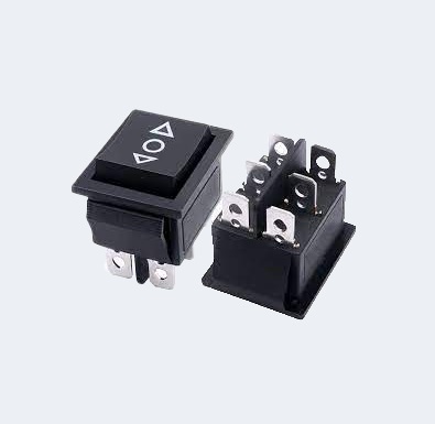 KCD4 Square Rocker Switch 6Pin ON-Off-ON 3-Position Black Button DPDT Double Reset Switch 15A BLACK