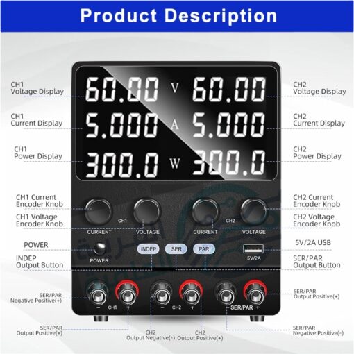 Lab Power Supply Dual Channel 60V 5A – Model SP6605.