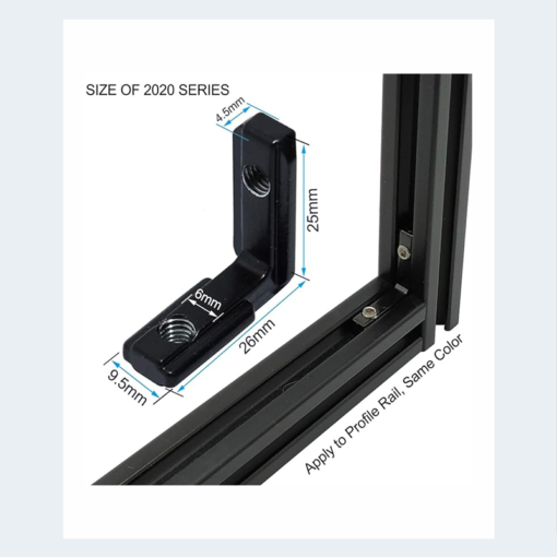 Internal Corner for Aluminum V-Slot Sections 2020,