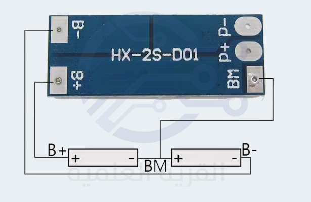 BMS Battery Protection Board 2S 8A for 2-batteries 18650 HX-2S-D01 dimension