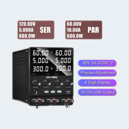 Lab Power Supply Dual Channel 60V 5A – Model SP6605.