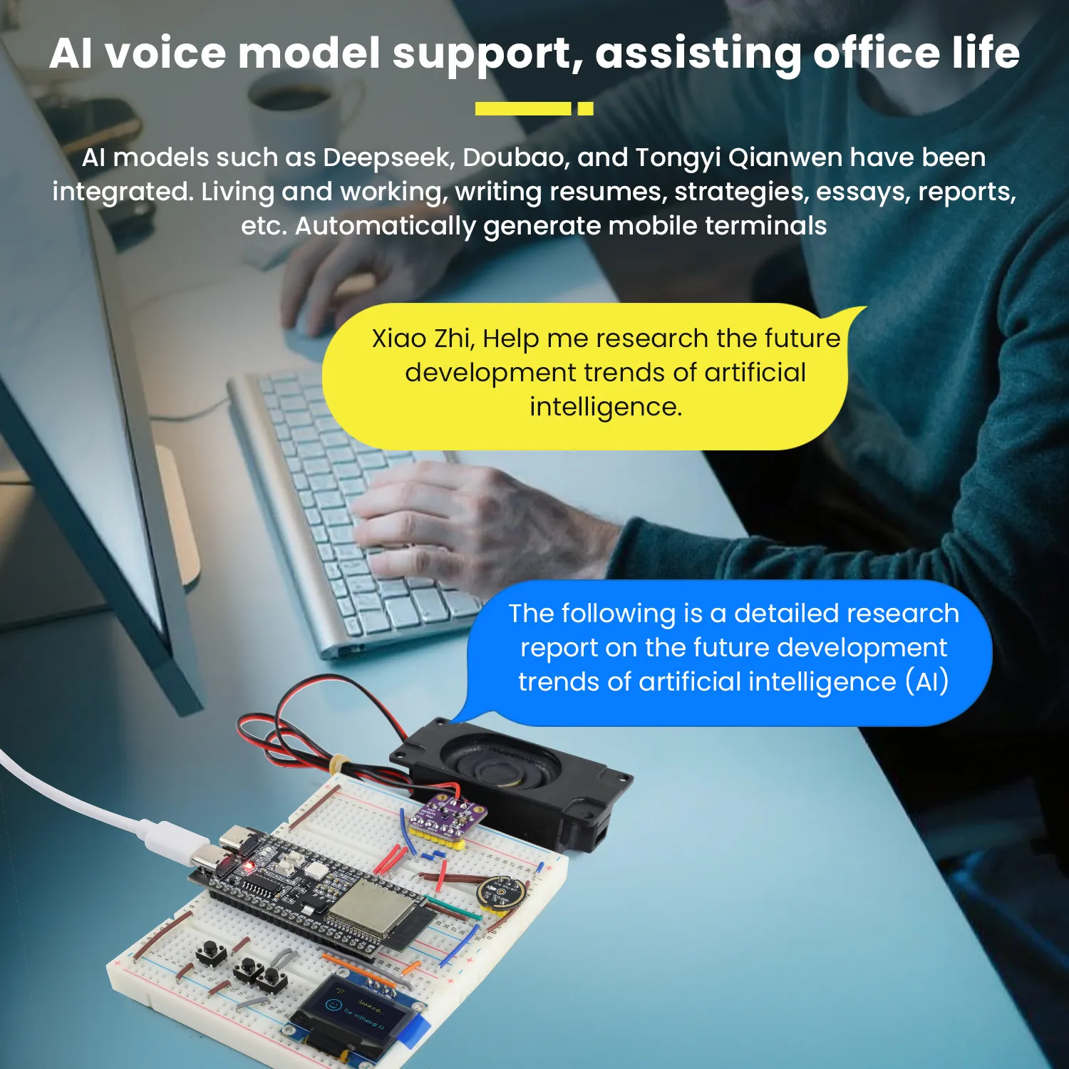 18be4ce08e ESP32 | AI Chatbot Breadboard DIY Electronic Kit with 128×64 OLED Screen Al Voice Assistant Starter Kit