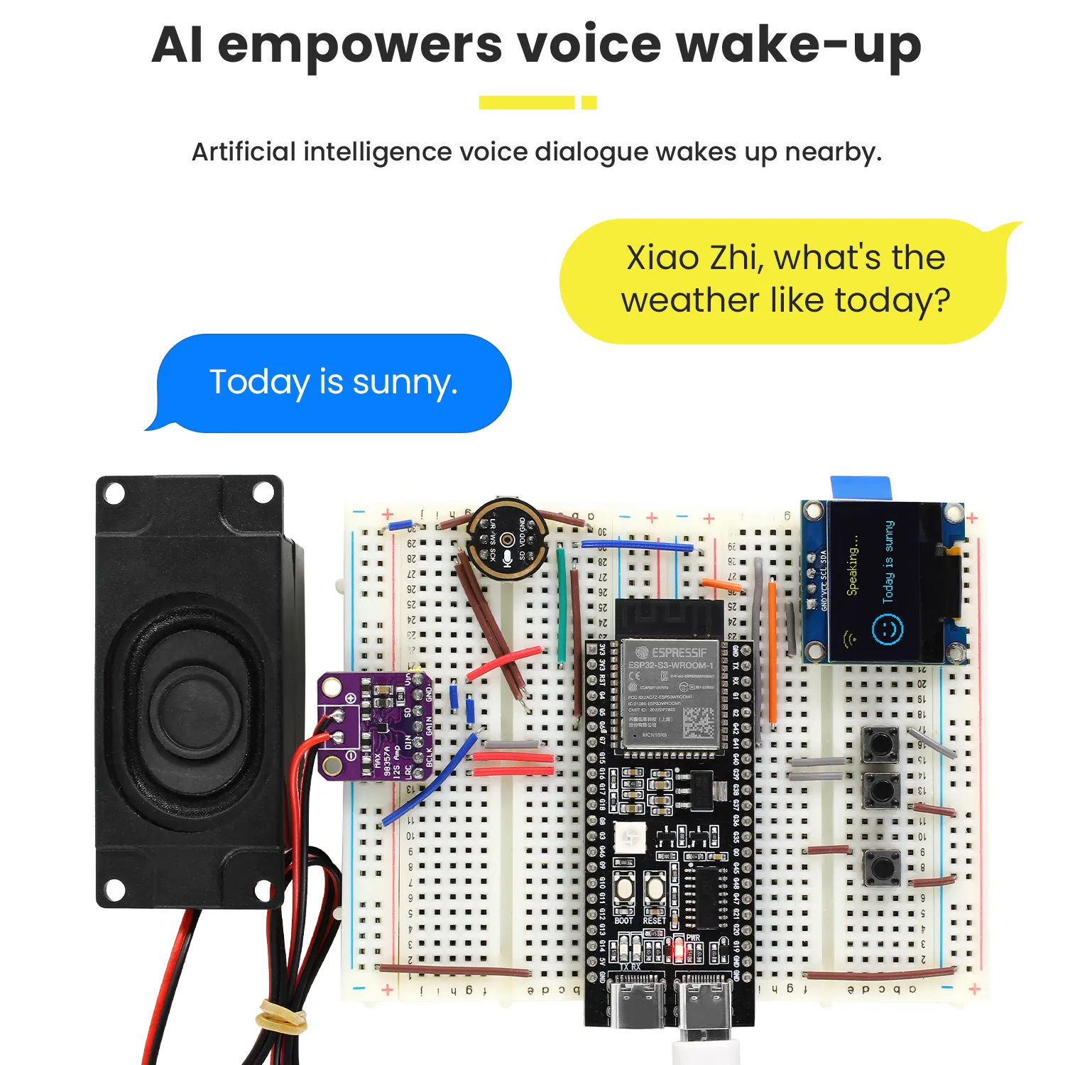 543b565404 ESP32 | AI Chatbot Breadboard DIY Electronic Kit with 128×64 OLED Screen Al Voice Assistant Starter Kit