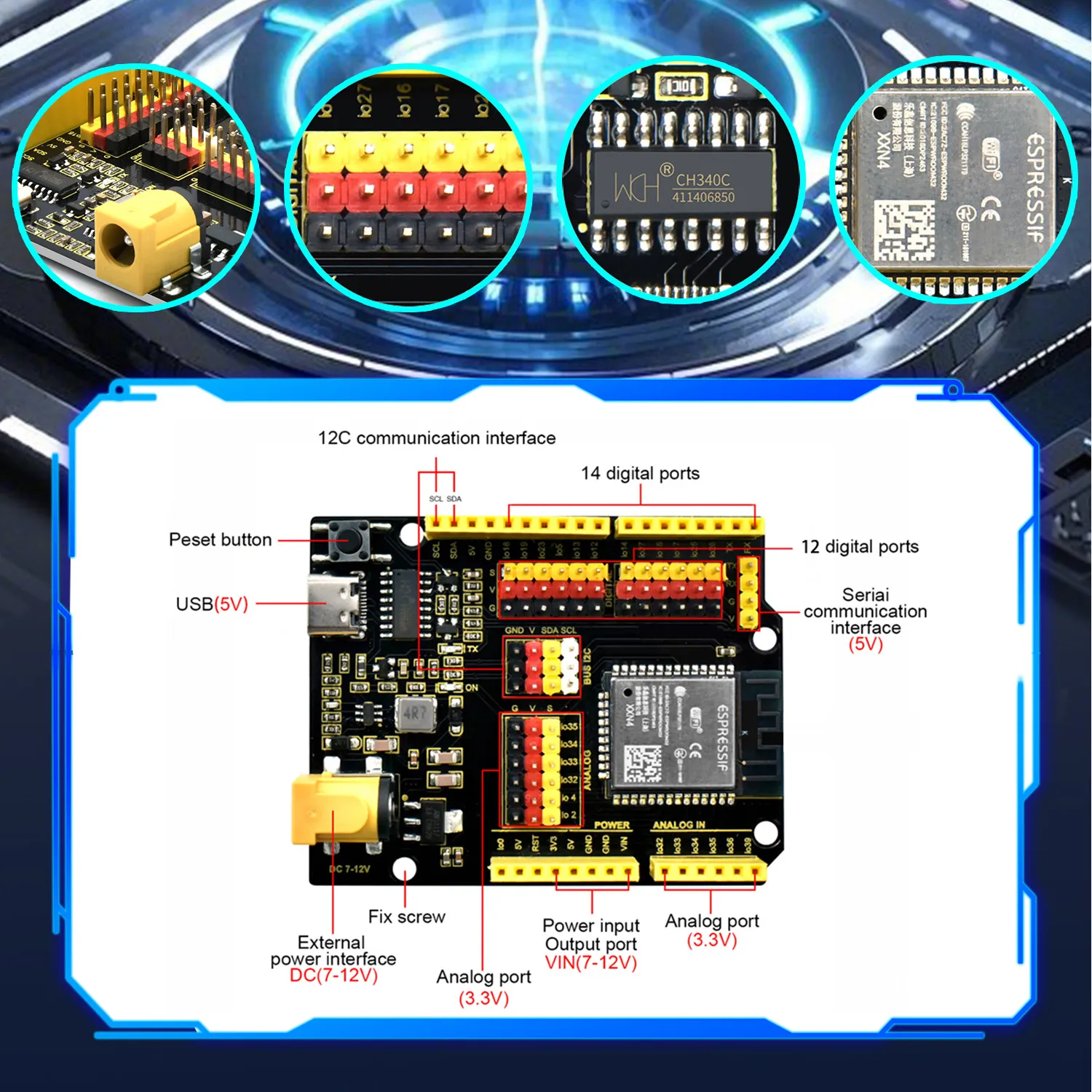 fea888c588 Keyestudio IOT Basic Learning Kit For ESP-32 Arduino Starter Kit With 40 Experiment Projects