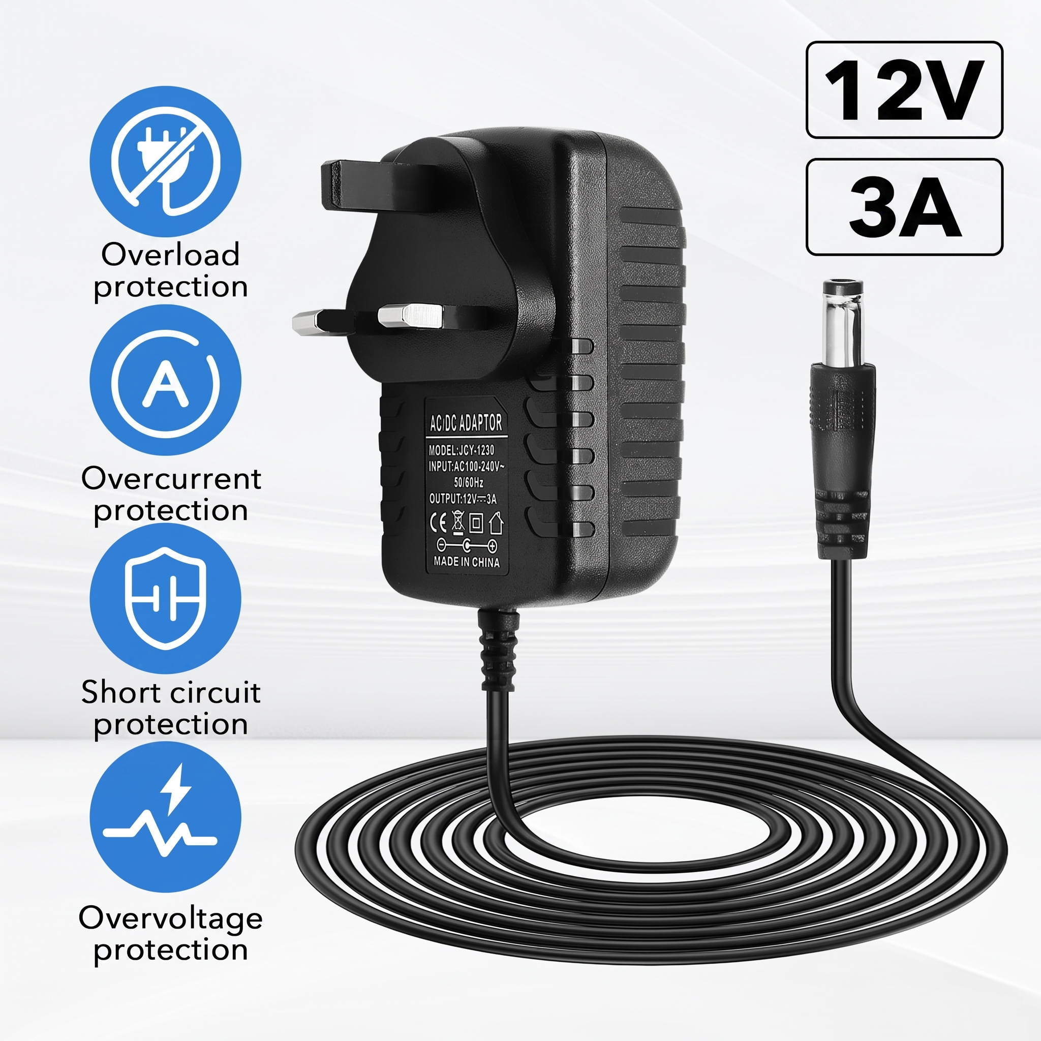 Adapter 12V - 3A L محول طاقة AC/DC – 12V 3A