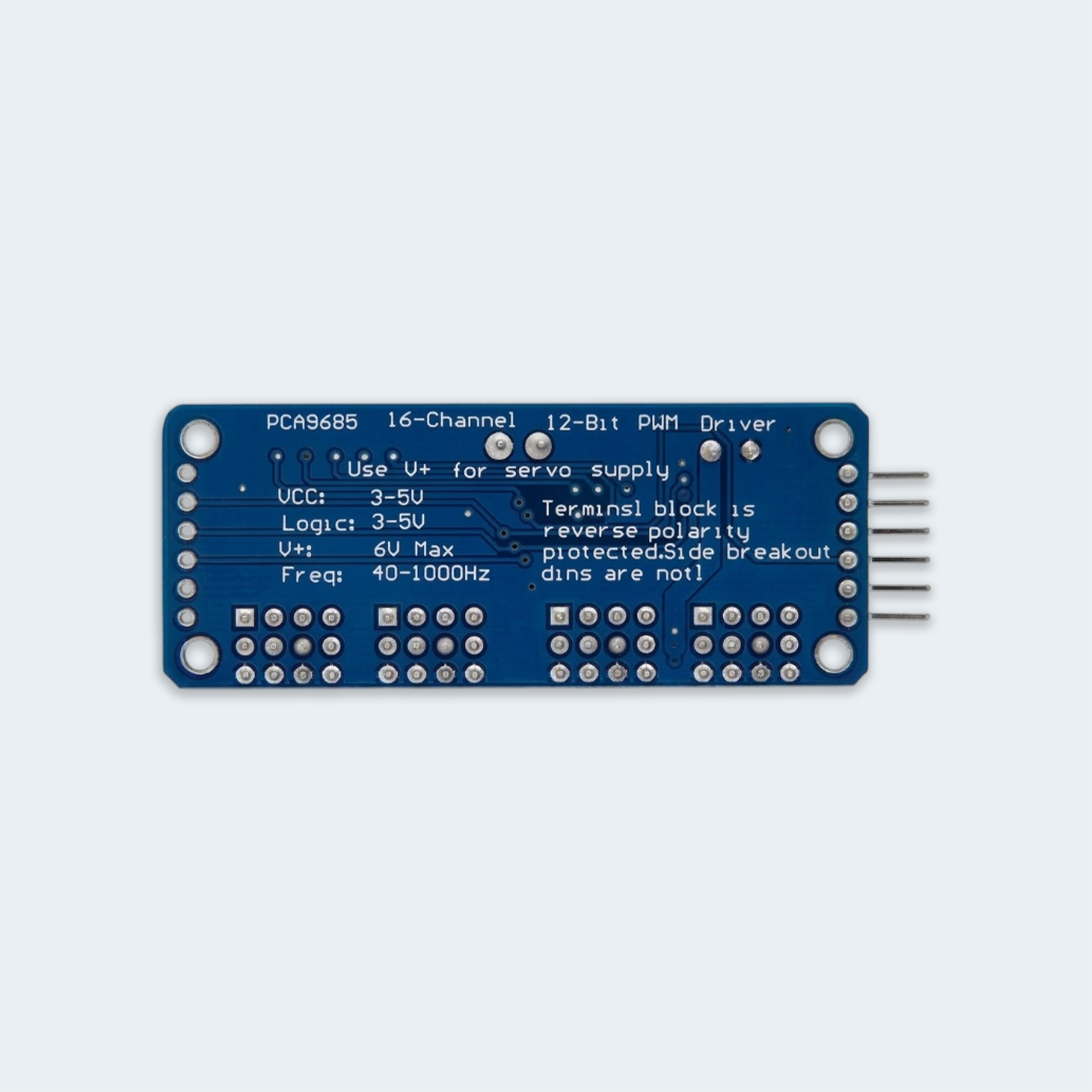 PCA9685 16‑Channel 12‑Bit PWM Servo Driver – External Servo Power Supply 3 PCA9685 16-Channel 12-Bit PWM Servo Driver – External Servo Power Supply