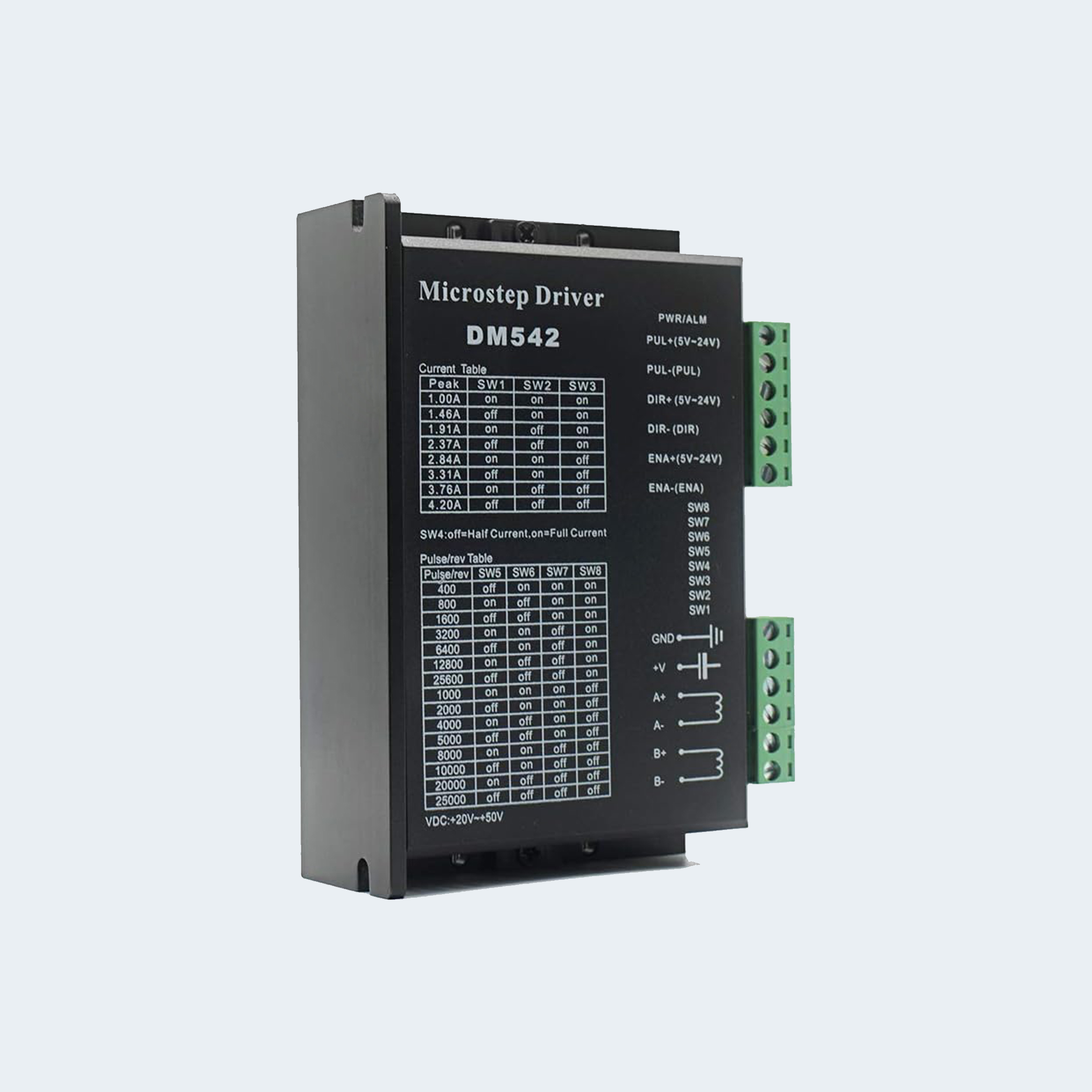 CNC Digital Microstep driver DM542 Stepper Motor Controller 2-phase Digital Stepper Motor Driver 20-50V DC Max 4.2A for Nema 17, Nema 23 and Nema 34 series stepper motor (4) CNC Digital Microstep driver DM542 Stepper Motor Controller 2-phase Digital Stepper Motor Driver 20-50V DC Max 4.2A for Nema 17, Nema 23 and Nema 34 series stepper motor